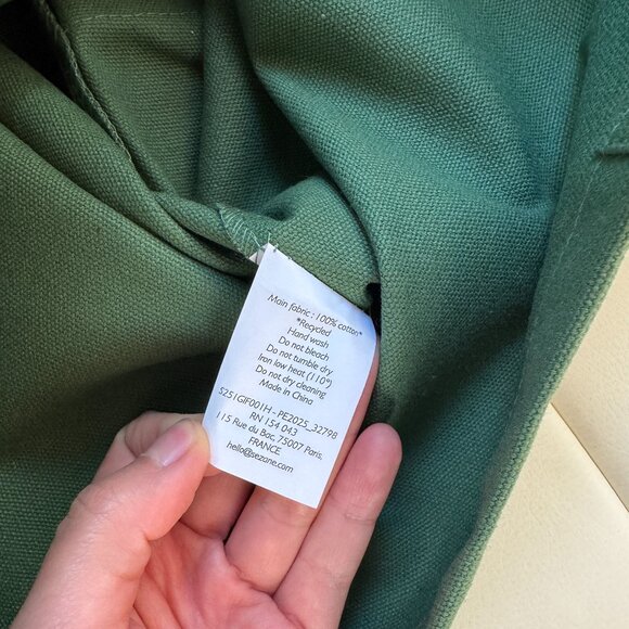 Sézane limited edition Boston Mon Amour olive green cotton canvas tote - NWOT - Picture 4 of 5